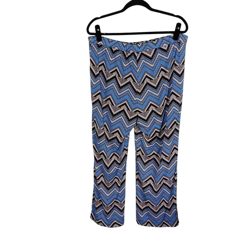 NEW DIRECTIONS Petite Womens PXL Blue Black White Chevron Zig Zag Palazzo Pants - Picture 2 of 6